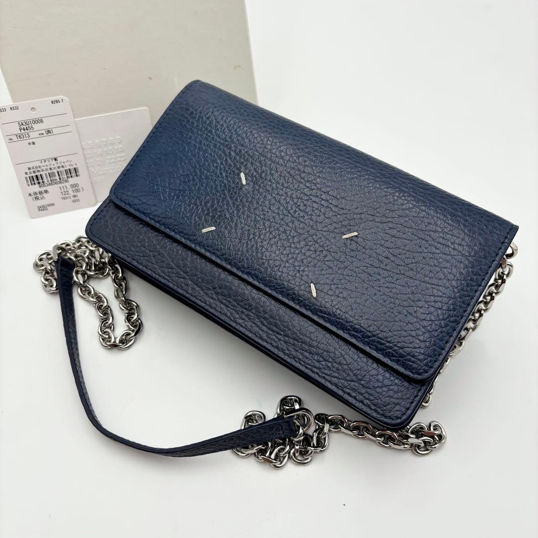 メゾンマルジェラ チェーンウォレット ショルダーバッグ ネイビー レザー