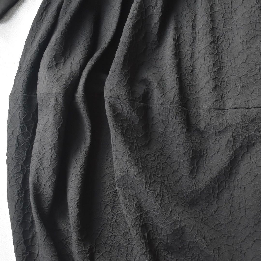 未使用級✨BEARDSLEY 人気　ジャガード マルワンピ バルーン ロング 黒