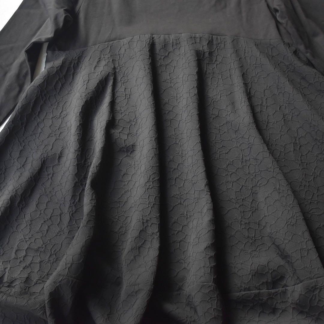 未使用級✨BEARDSLEY 人気　ジャガード マルワンピ バルーン ロング 黒