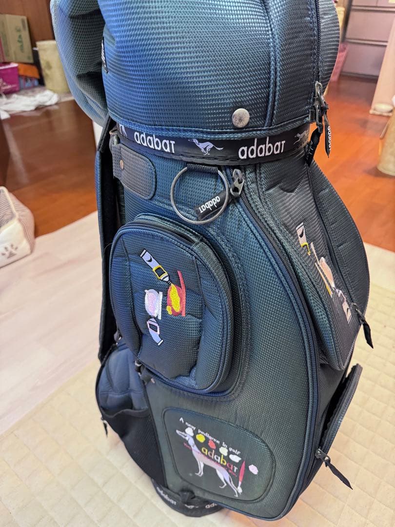 adabat アダバット　ゴルフキャディバッグ ネイビー 犬のイラスト付き