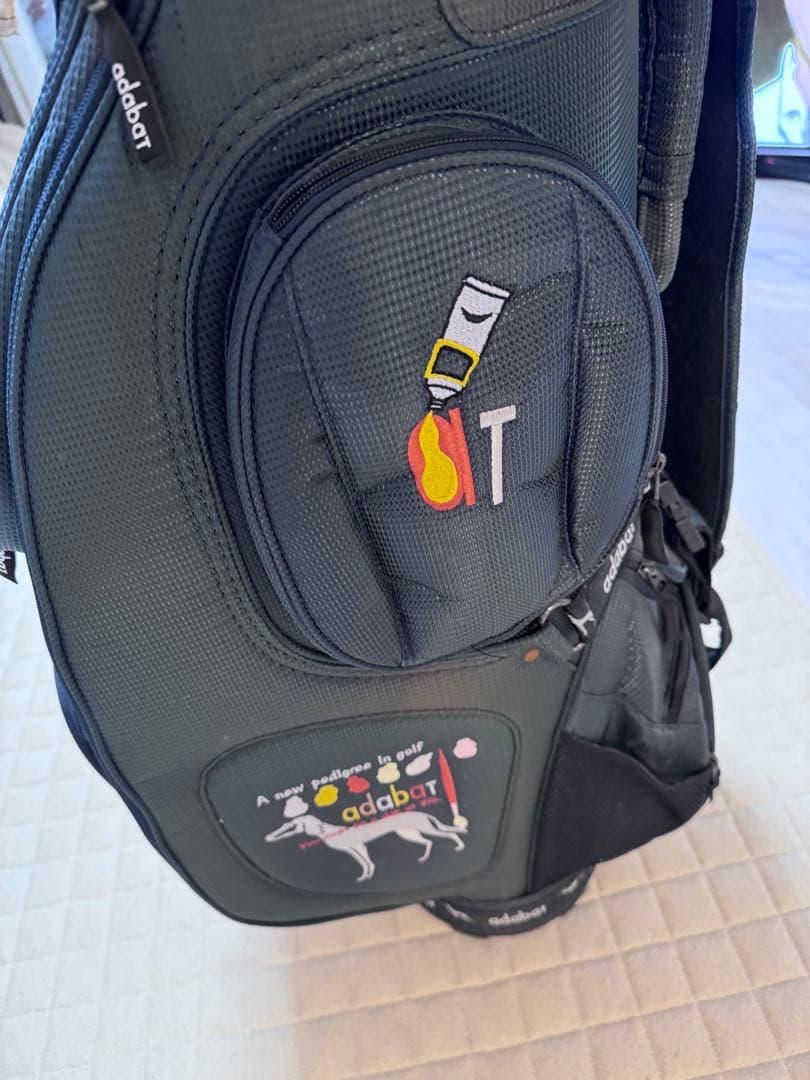 adabat アダバット　ゴルフキャディバッグ ネイビー 犬のイラスト付き