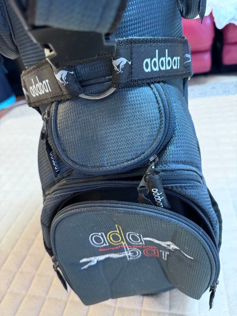 adabat アダバット　ゴルフキャディバッグ ネイビー 犬のイラスト付き