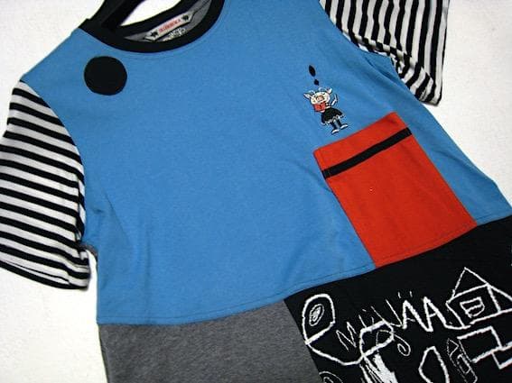 アルベロベロ☆未使用！ブタさん刺繍 切り替えデザイン チュニック☆