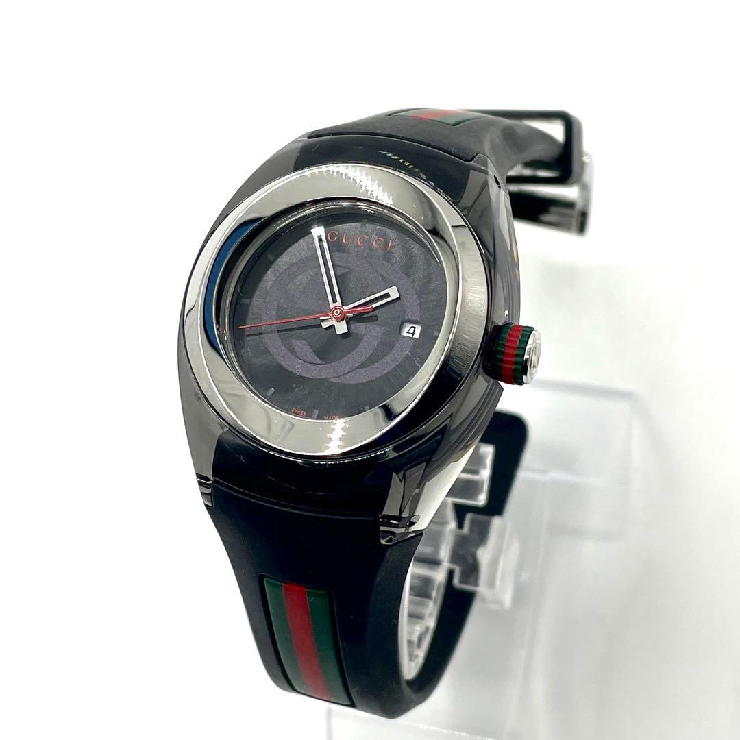 【稼働 美品 付属品】 グッチ シンク 137.3 シェリーライン 腕時計
