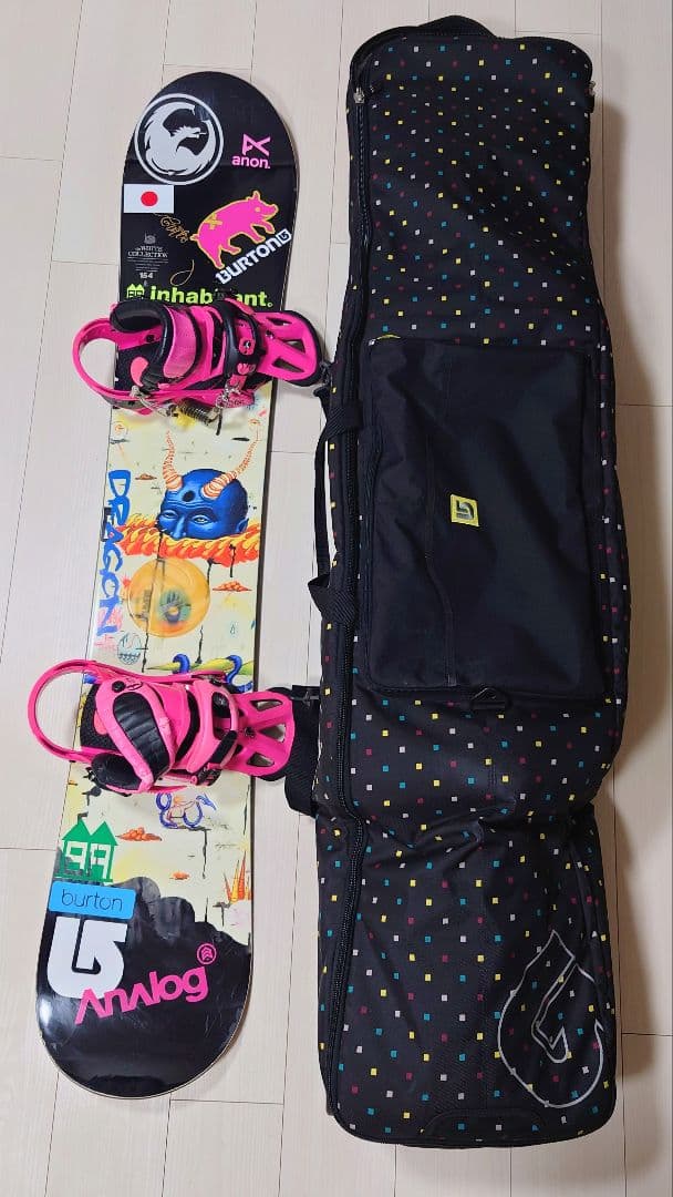 Burton スノーボード 154cm ビンディング・キャスター付きバッグ付き