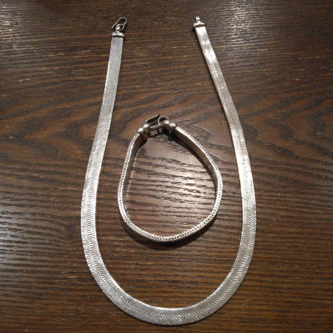 agate シルバー ネックレスとブレスレットのセット