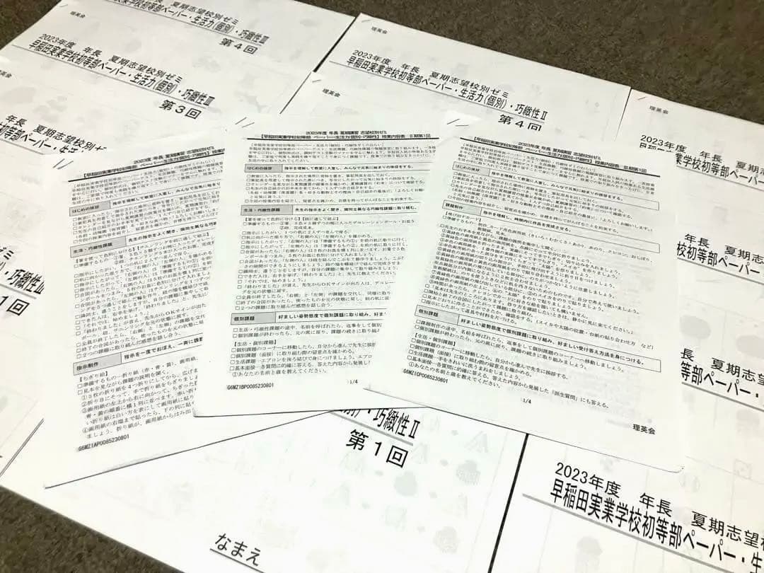 理英会　2023年度　早稲田実業初等部　夏期講習　志望校別