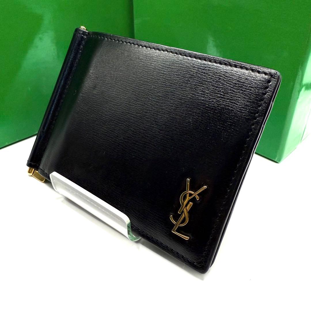 【未使用級✨】サンローラン マネークリップ カサンドラ ゴールド金具 レザー 黒