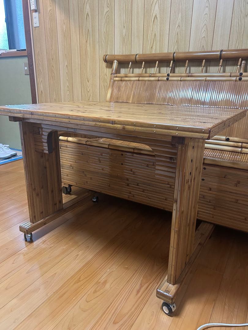 梅里竹芸　キャスター付きテーブル 万能作業台