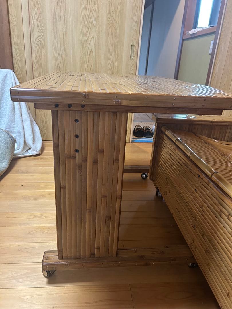 梅里竹芸　キャスター付きテーブル 万能作業台