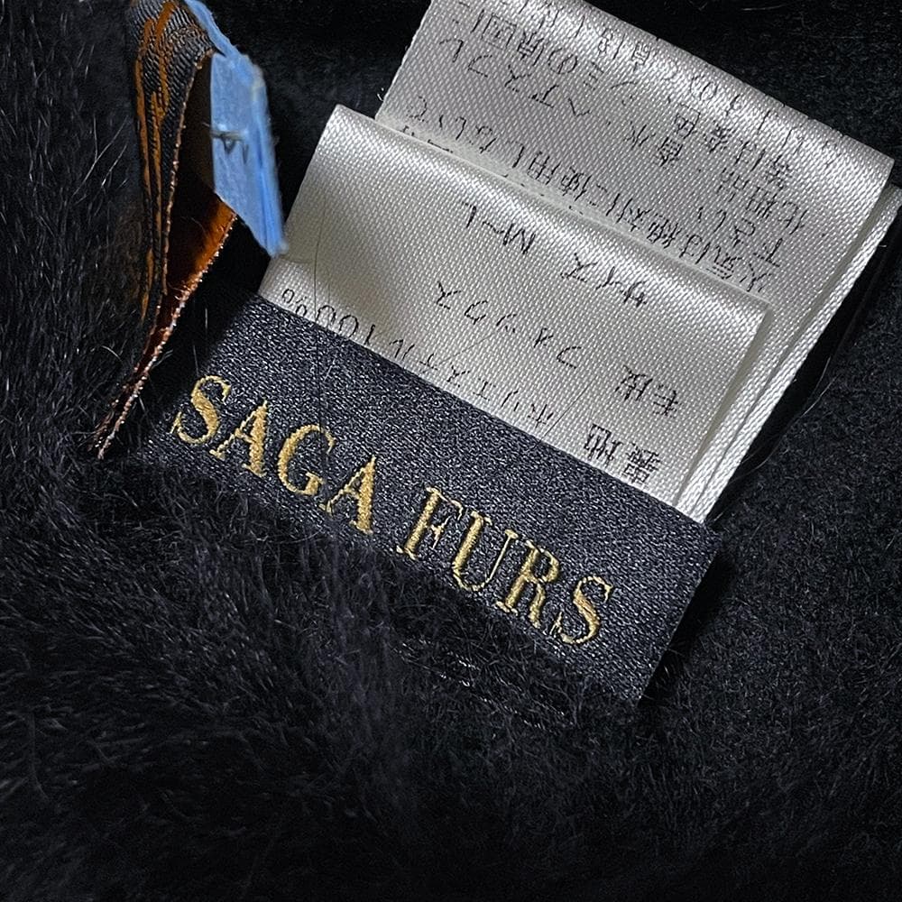 SAGA FURS 豪華フォックスファートリム 伊製カシミヤ100％生地 マント