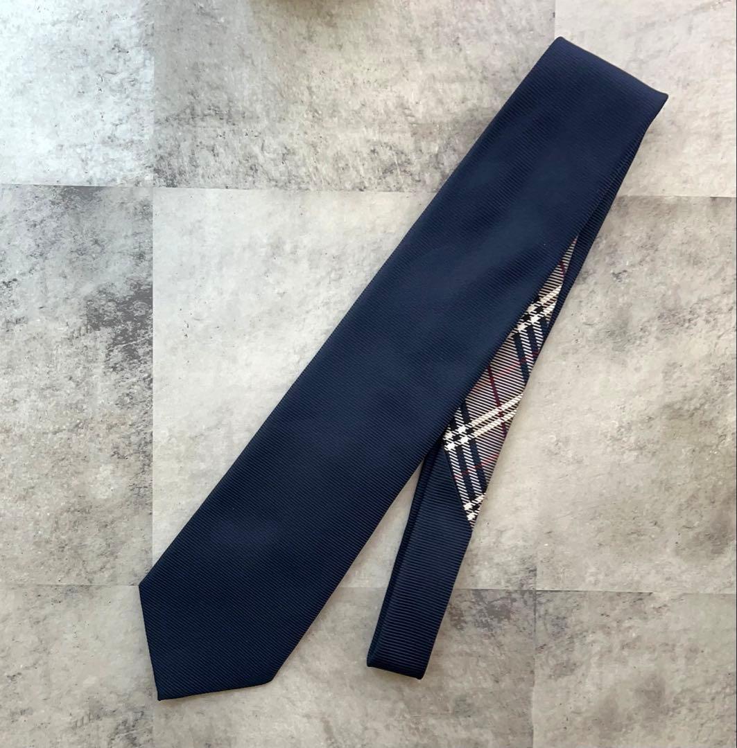 極美品 BURBERRY LONDON ネクタイ ソリッド＆ノバチェック