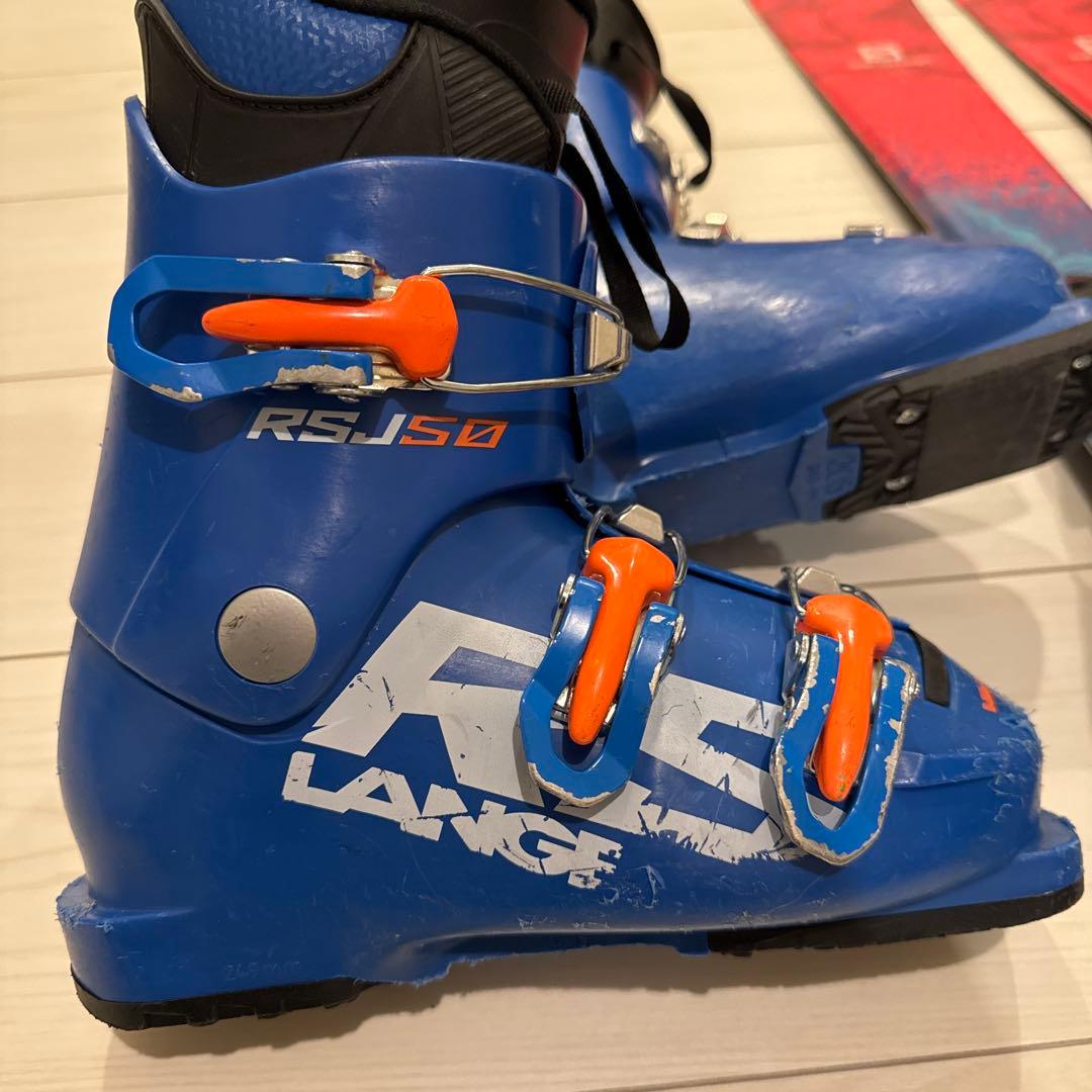 スキー（サロモン）ブーツ（LANGE）、ポール（Leki）セット　ジュニア