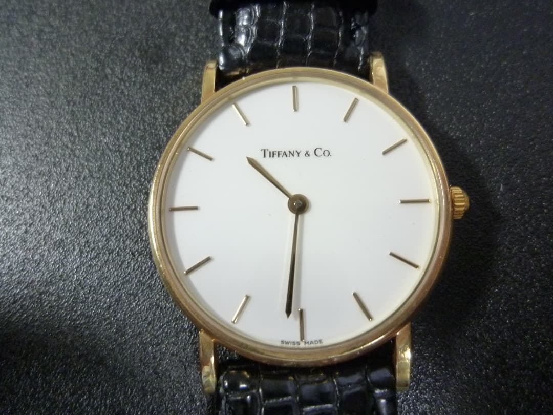 ティファニー　Tiffany 14K 時計　クォーツ　ホワイト文字盤