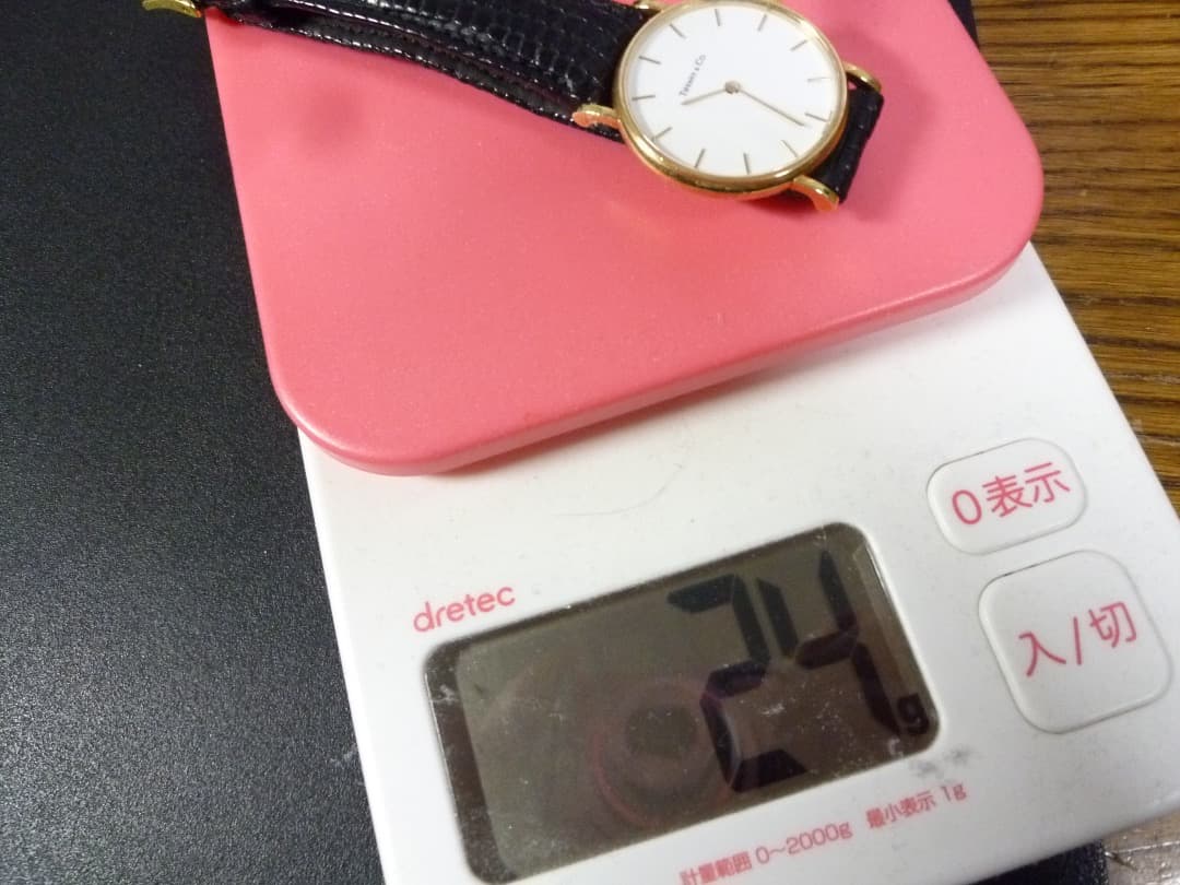 ティファニー　Tiffany 14K 時計　クォーツ　ホワイト文字盤