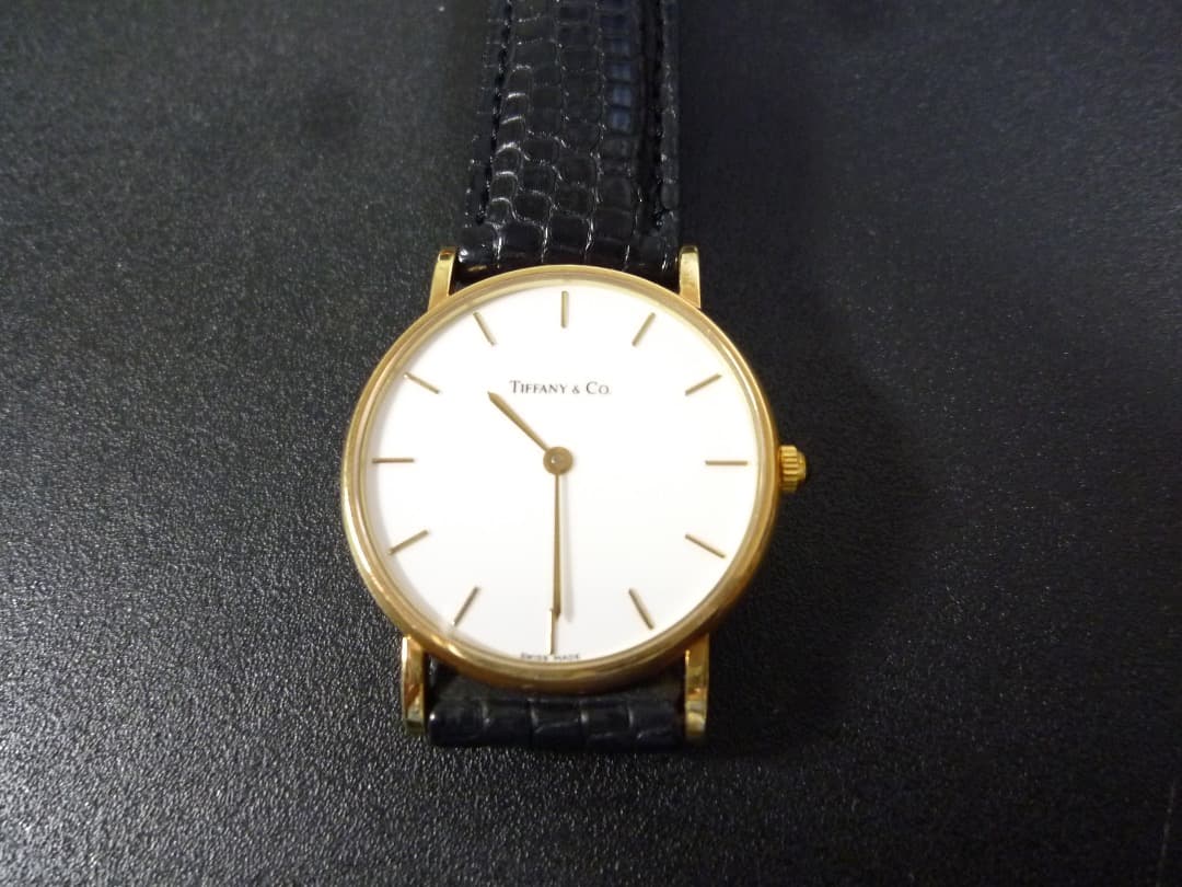 ティファニー　Tiffany 14K 時計　クォーツ　ホワイト文字盤