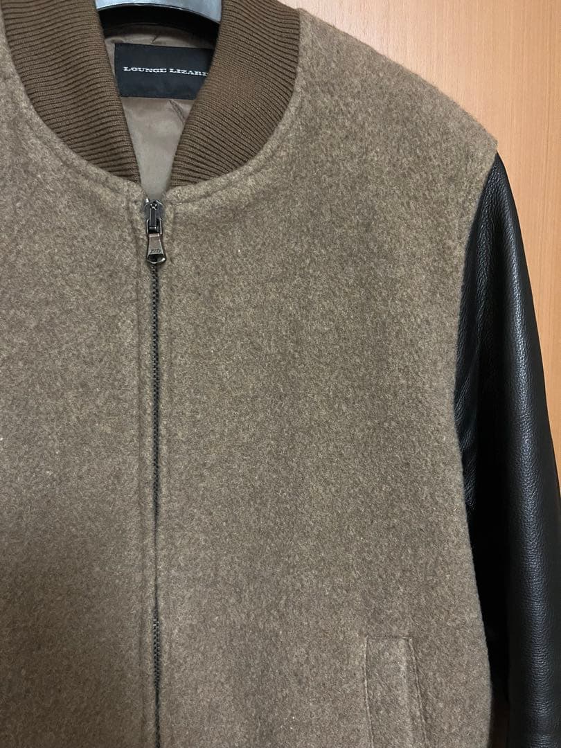 定番！美品◎ラウンジリザード メルトン×カウハイドスタジャン 3 茶×黒