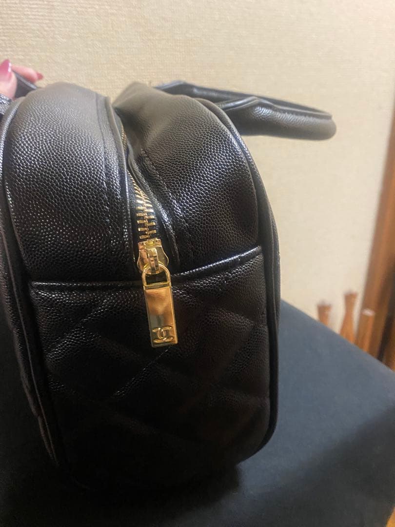 CHANEL ノベルティブラックキルティングボストン　ハンドバッグ