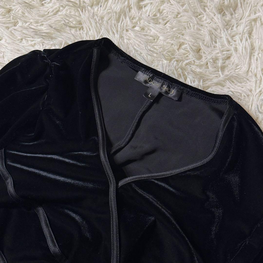 【美品】タダシショウジ　ベロア　カシュクール　ロング　ワンピース　ブラック