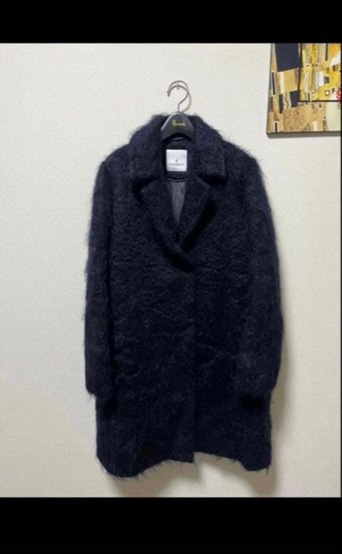 美品MORABITO モラビトネイビーシャギー コート