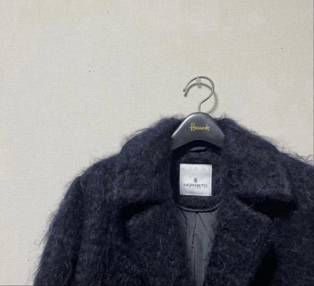 美品MORABITO モラビトネイビーシャギー コート