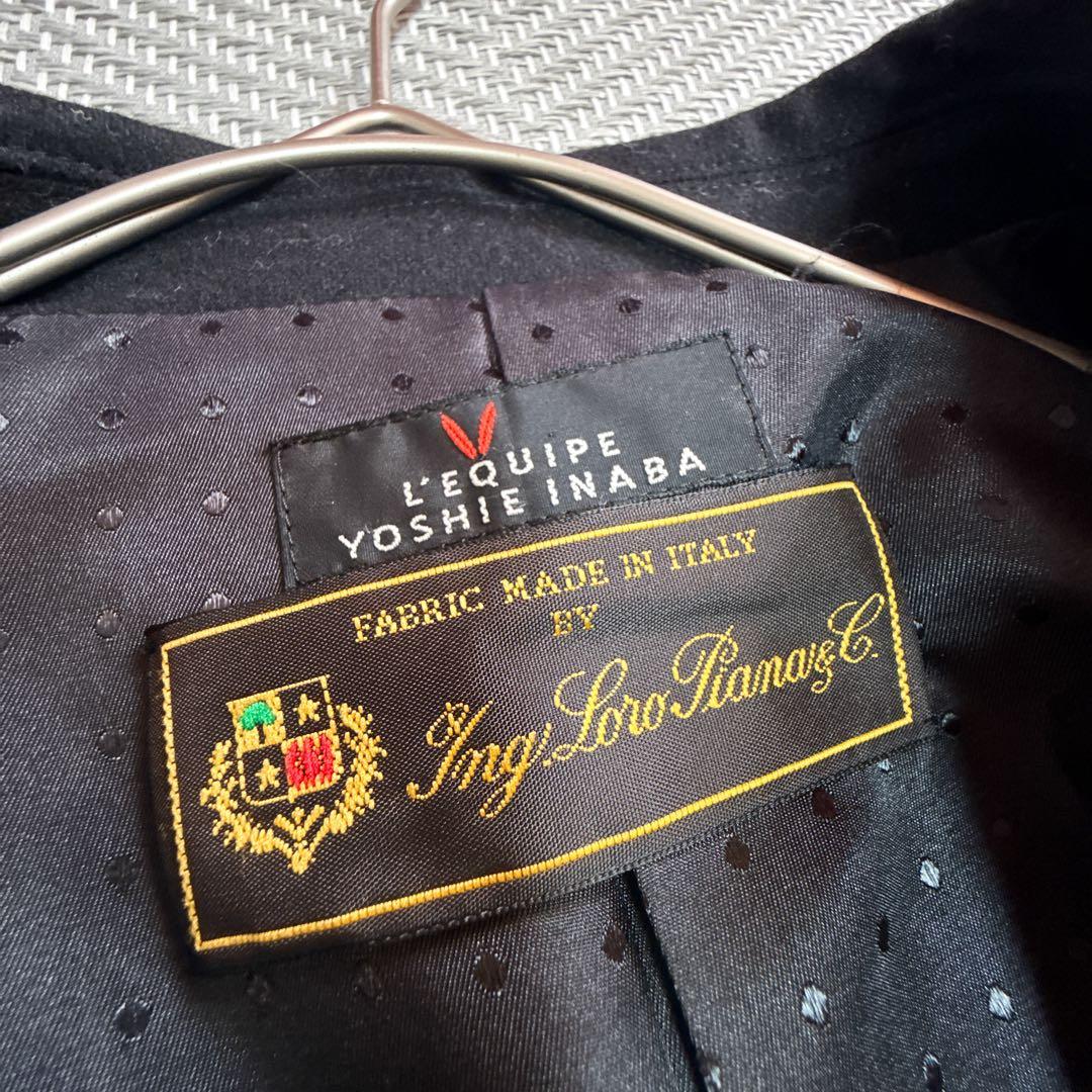 美品 ロロピアーナ カシミヤ混 ウール ダブルテーラードジャケット 黒 M