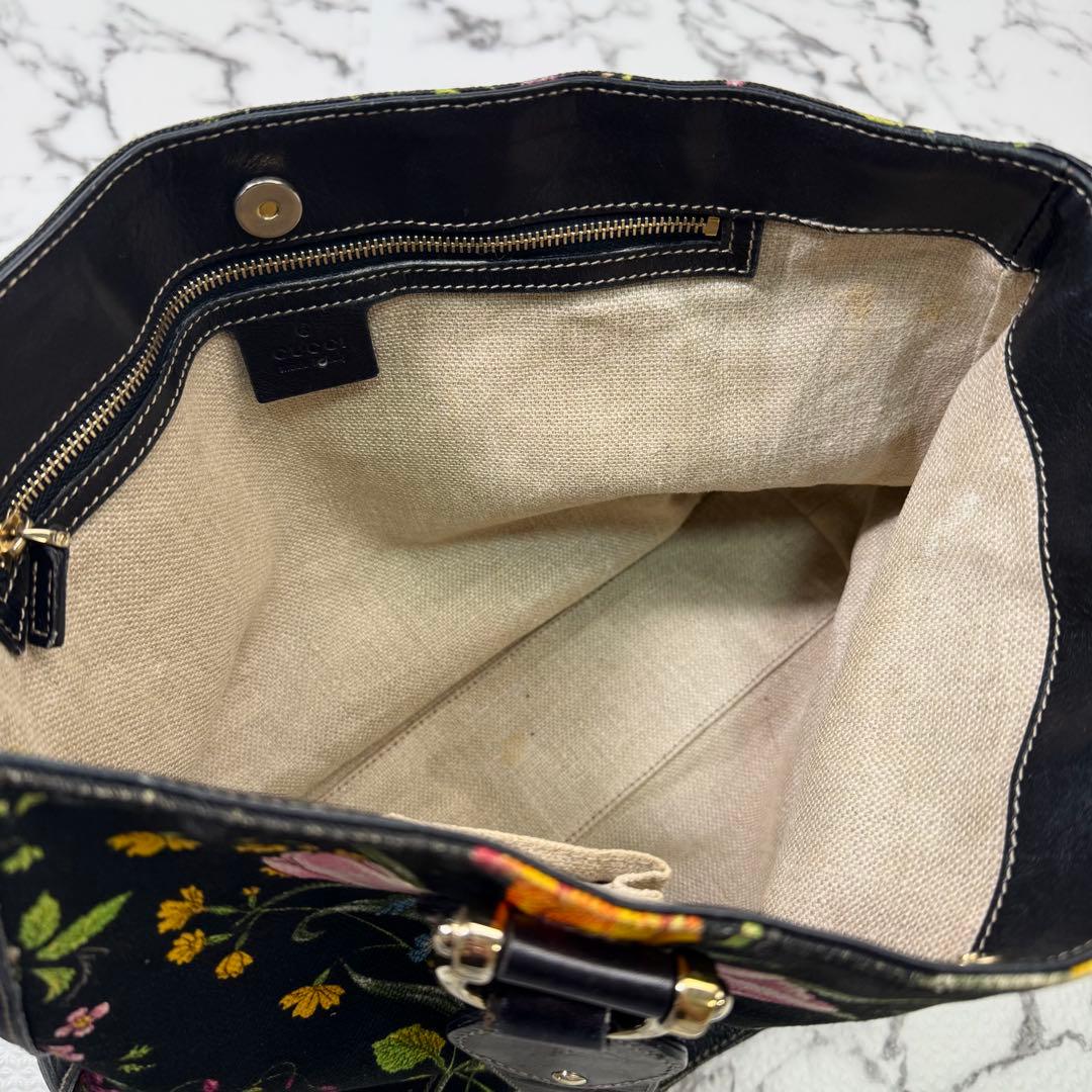 希少◯グッチ　トートバッグ　フローラ　花柄　キャンバス×レザー　B5 タブレット