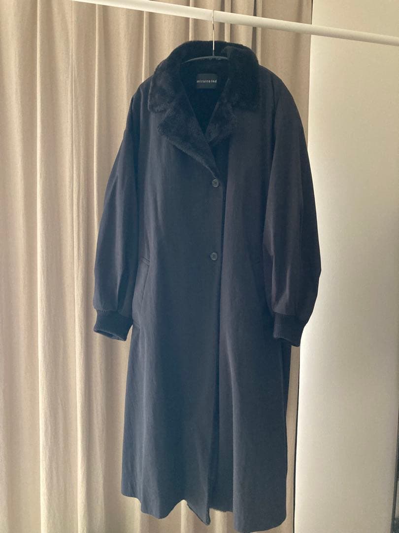 美品mizuiroind バックボアコート　ミズイロインド　黒