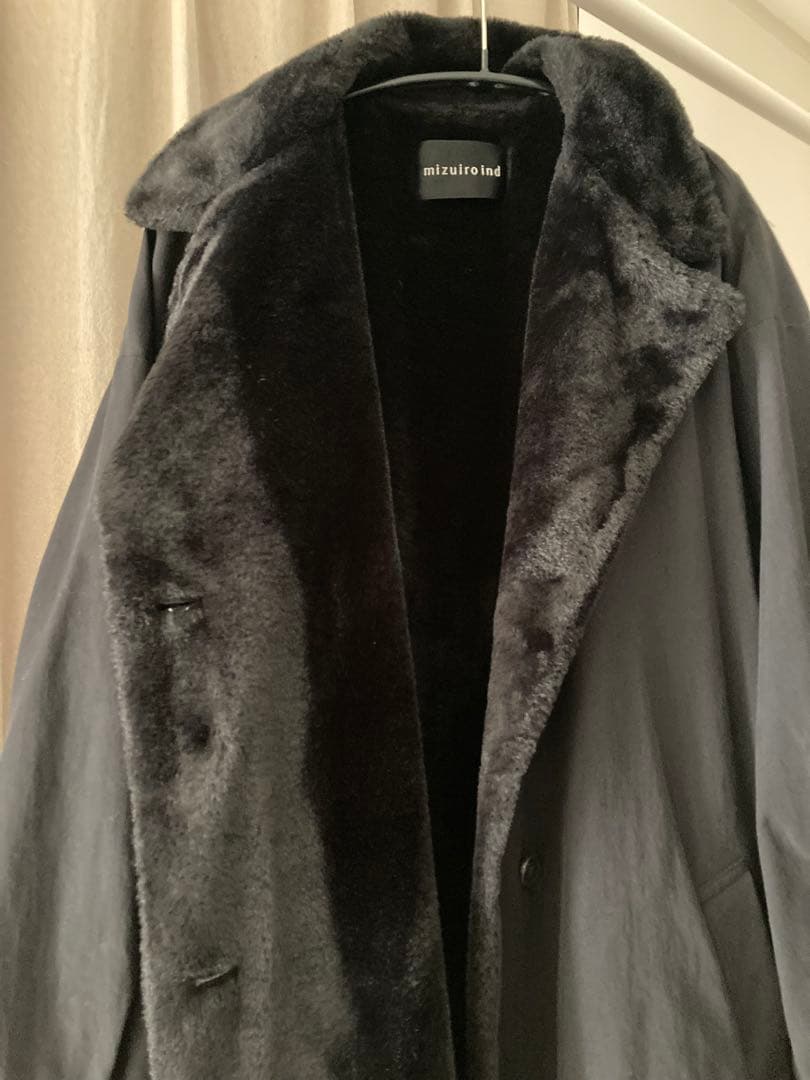 美品mizuiroind バックボアコート　ミズイロインド　黒