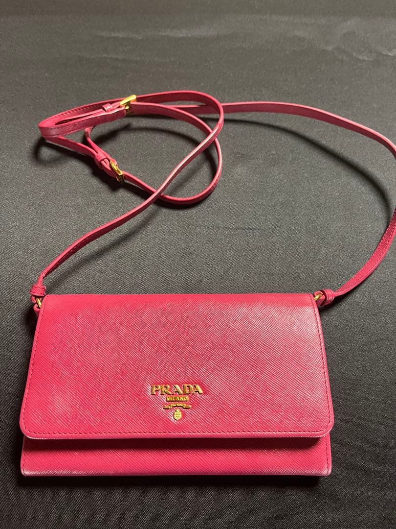 プラダ Prada 1M1437 ショルダーウォレット レザー ピンク