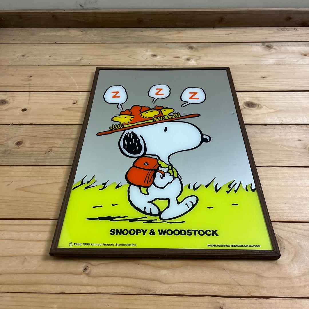 ビンテージ品 古雑貨◾️SNOOPY スヌーピー パブミラー 鏡 インテリア雑貨