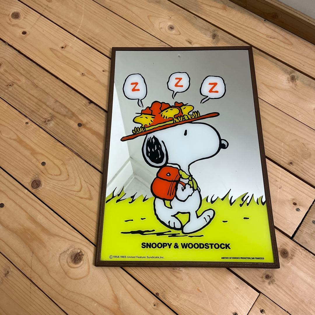 ビンテージ品 古雑貨◾️SNOOPY スヌーピー パブミラー 鏡 インテリア雑貨