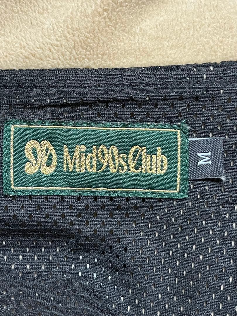 mid 90s club　ナイロン×フリースベスト　/M　ベージュ　ゴルロゴ刺繍