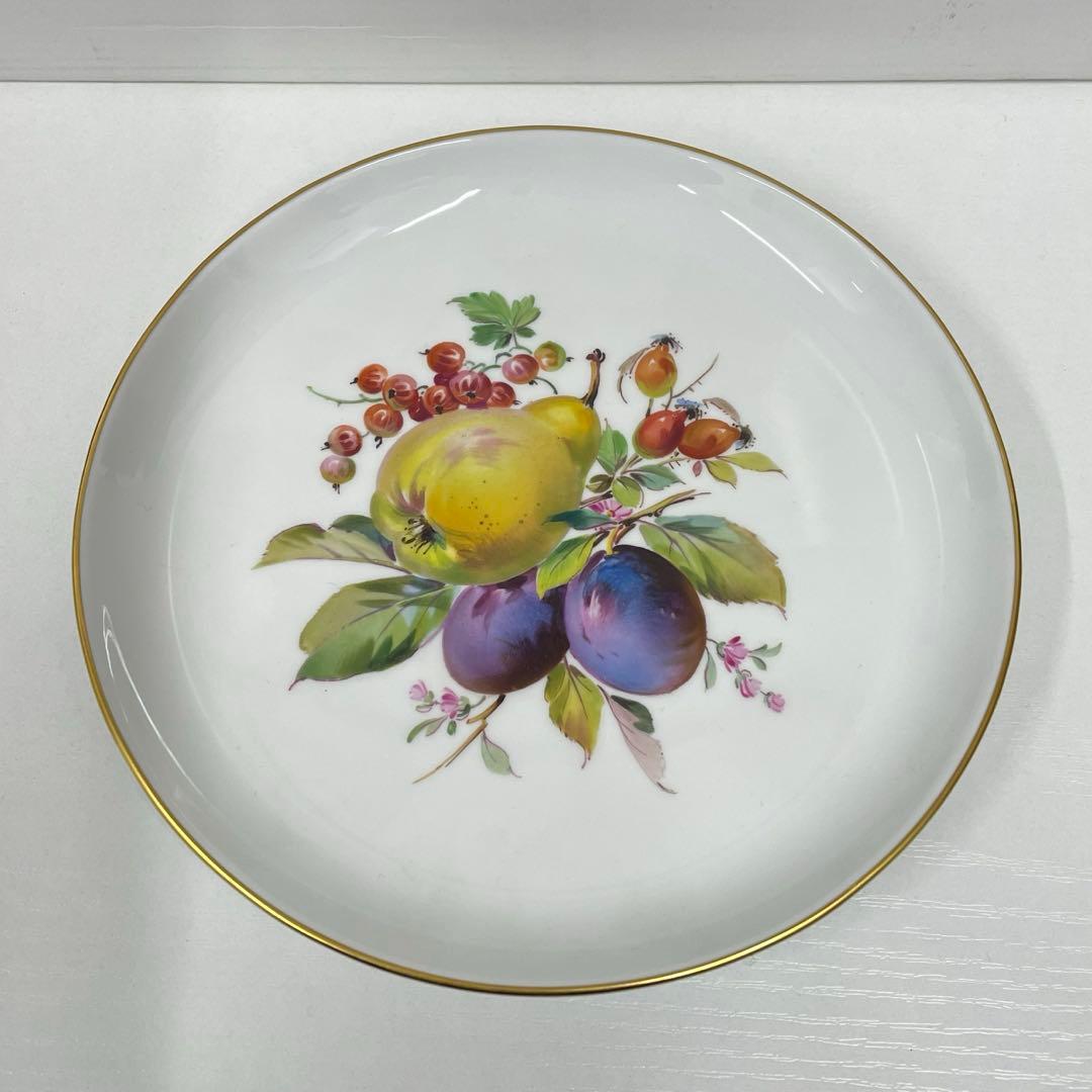 【N】マイセン Meissen フルーツ 絵皿 プレート 金縁