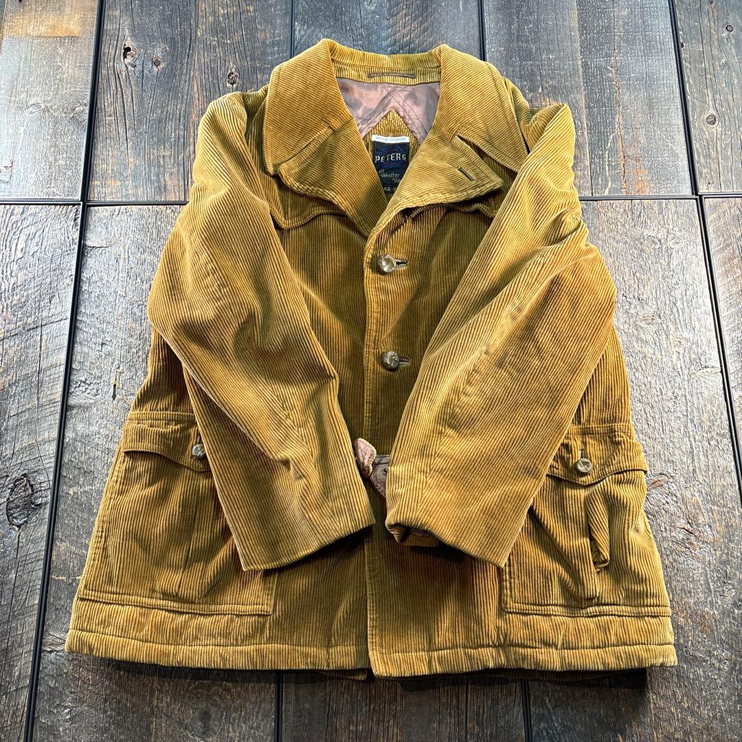 古着　70s ピーターズ　ランチコート　コーデュロイ　ブラウン系　XL.