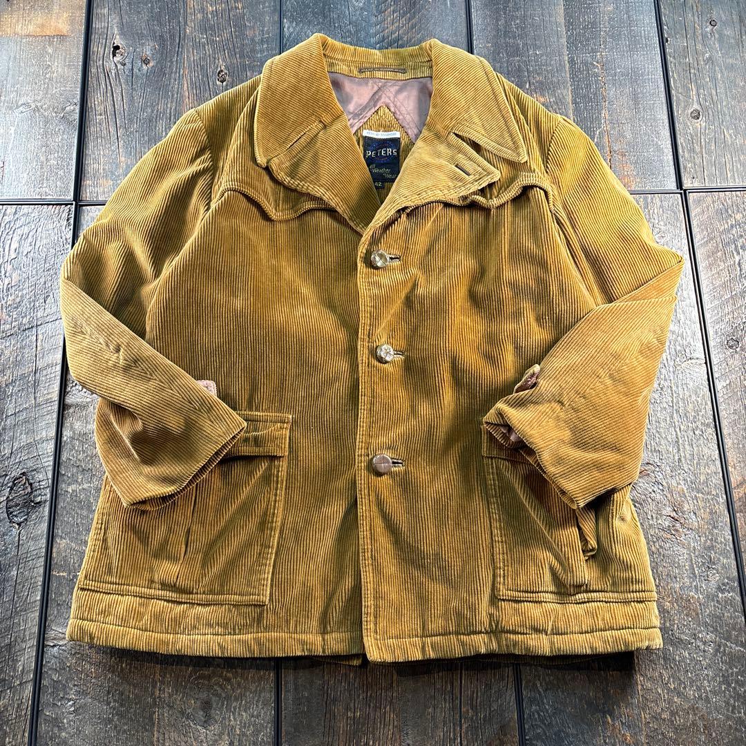 古着　70s ピーターズ　ランチコート　コーデュロイ　ブラウン系　XL.