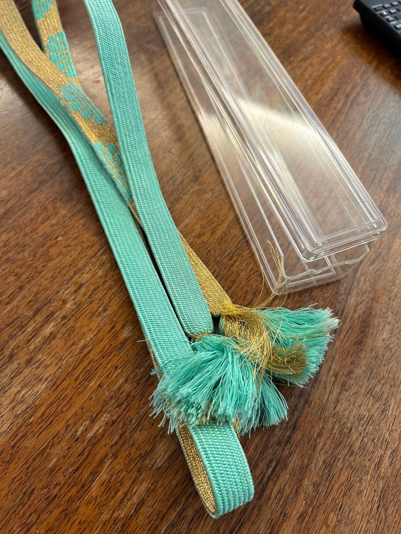 振袖 オレンジ 緑 花柄 帯、小物付き