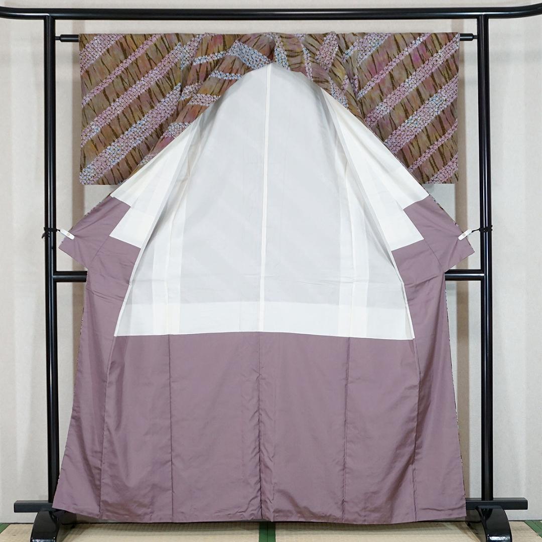 板締め絞り　正絹染紬　カジュアル　お洒落着　155cm　l862