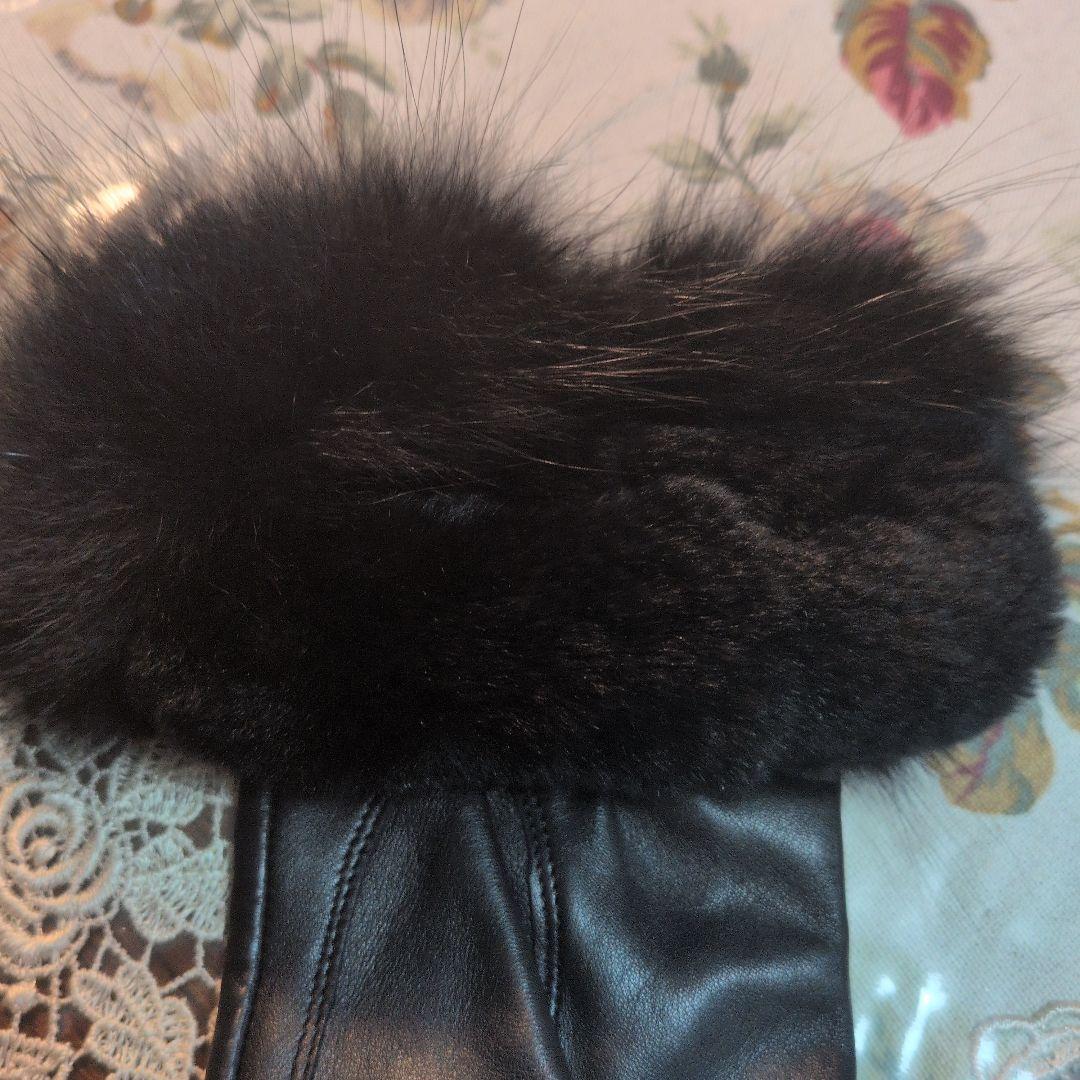 TO BE CHIC ファー付きレザーグローブ　新品タグ付　ブラック