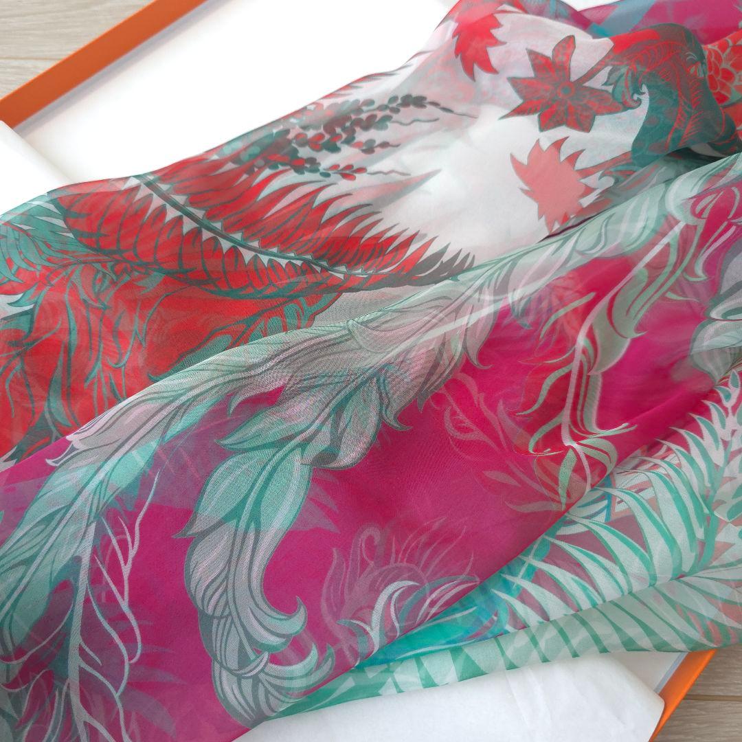 未使用【エルメス】希少　不死鳥の神話　シルク　モスリン　大判　ストール