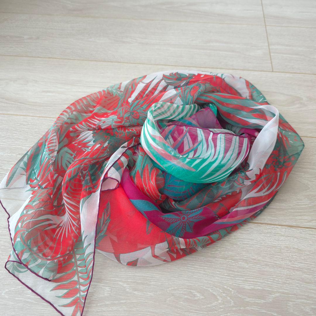 未使用【エルメス】希少　不死鳥の神話　シルク　モスリン　大判　ストール