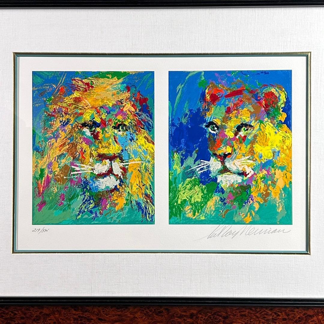 美品 リロイ・ニーマン「ライオンと雌ライオン」シルクスクリーン 直筆サイン入