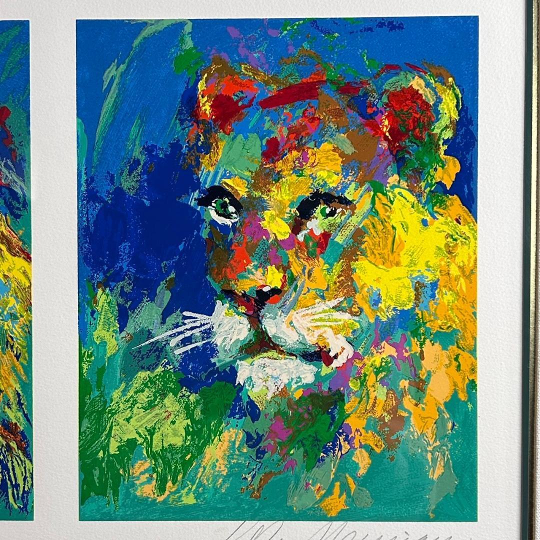 美品 リロイ・ニーマン「ライオンと雌ライオン」シルクスクリーン 直筆サイン入