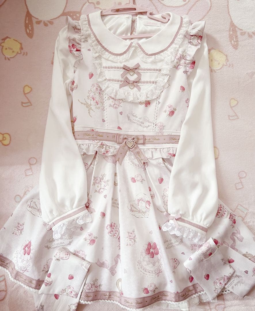 LIZLISA リズリサ Salon de Fraise柄ワンピース ピンク