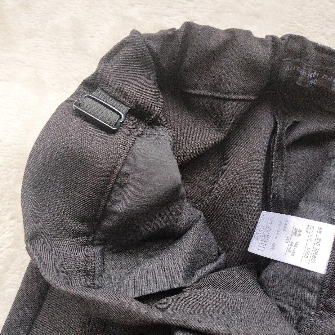 ヒロミチナカノ卒服女の子パンツスーツ　ブラック　ボウタイ　リボン　ブローチセット