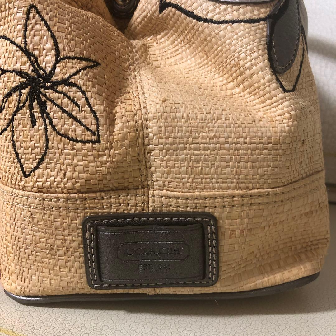 COACHストロートートバッグ　フラワーハンプトンズ