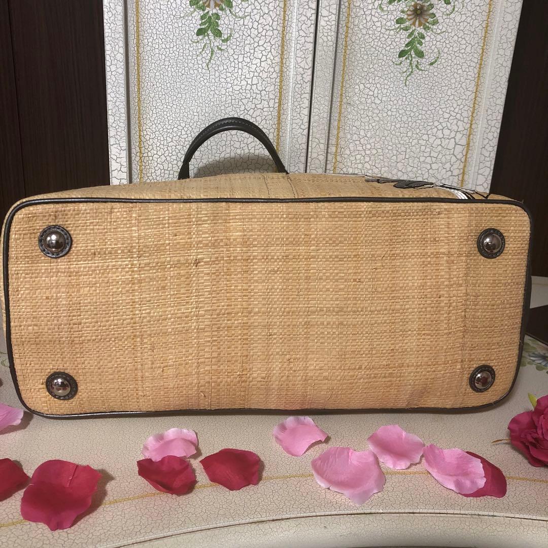 COACHストロートートバッグ　フラワーハンプトンズ