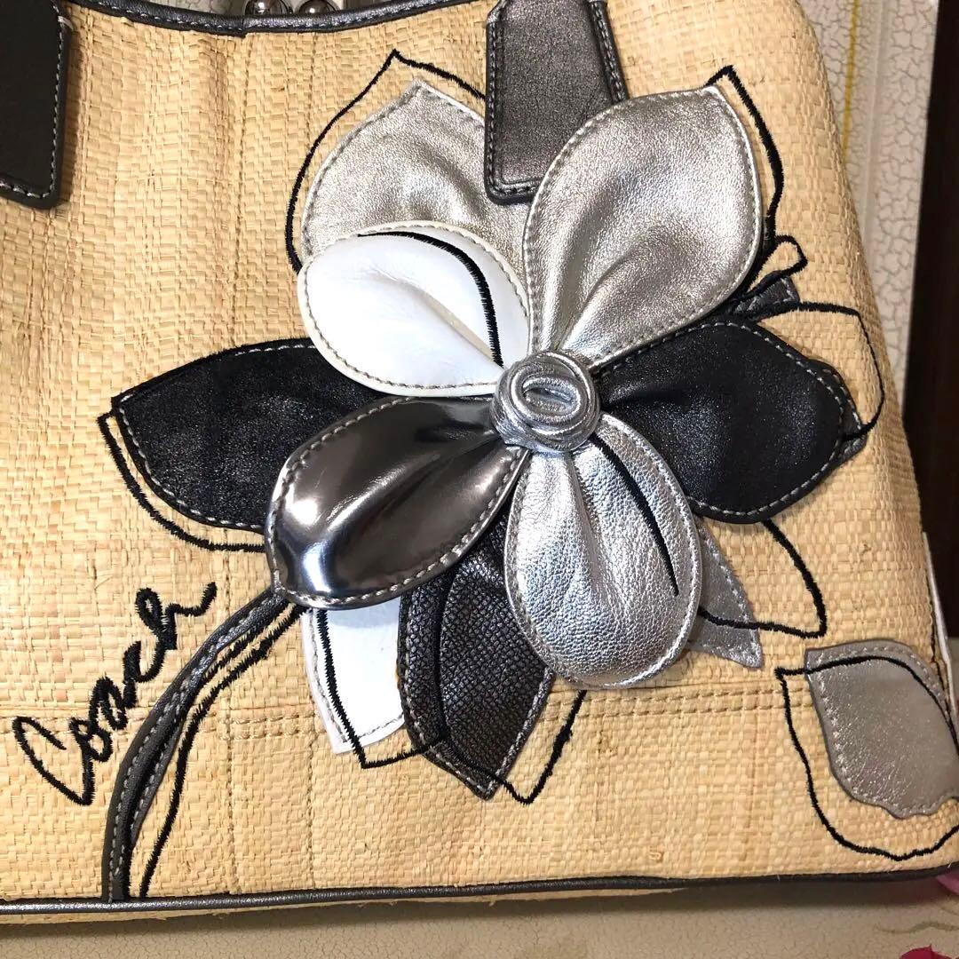 COACHストロートートバッグ　フラワーハンプトンズ