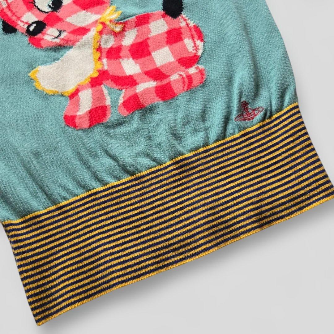 ヴィヴィアンウエストウッド　ドッグ柄 犬 チェック ニット ベスト オーブ刺繍