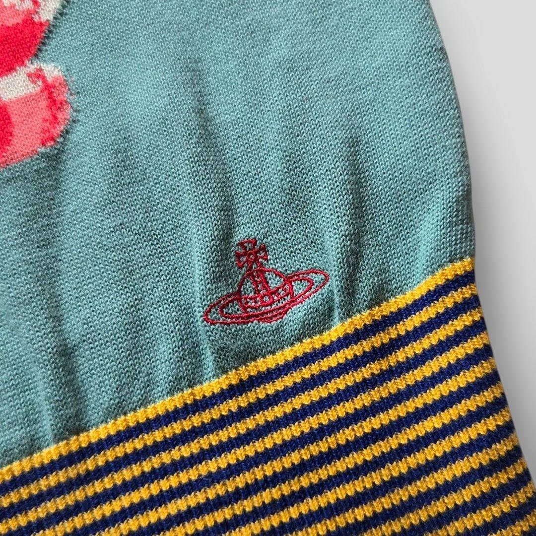 ヴィヴィアンウエストウッド　ドッグ柄 犬 チェック ニット ベスト オーブ刺繍